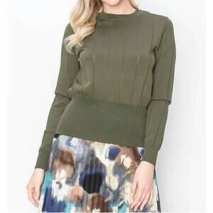 NEW YAL pointelle sweater with shoulder buttons in olive